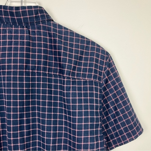 KOTO URBAN OUTFITTERS Navy Pink Short Sleeve Button Up Shirt Small - Picture 9 of 12